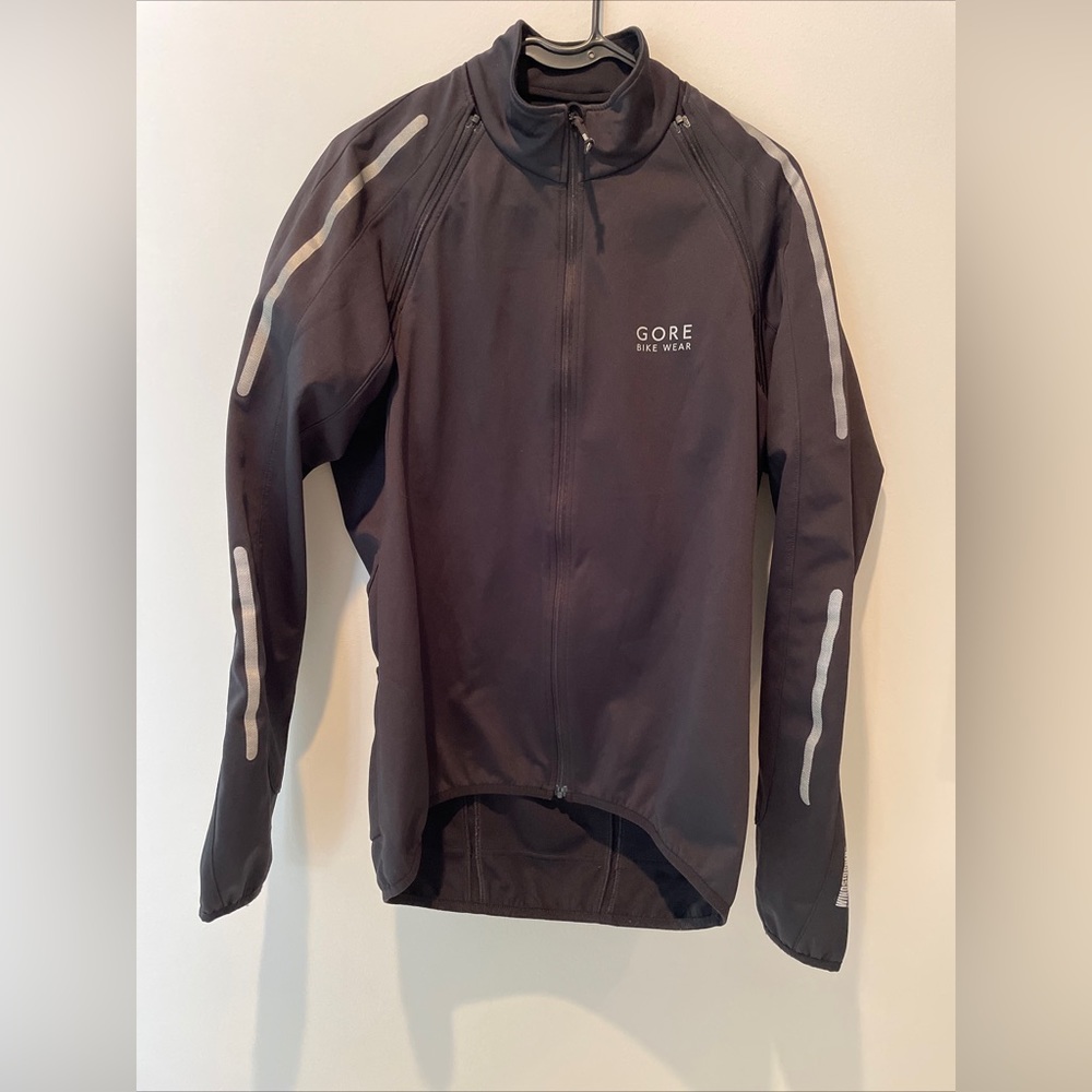 Gore Bike Wear Jacket Medium Black Windstopper Soft Shell Detachable Sleeves